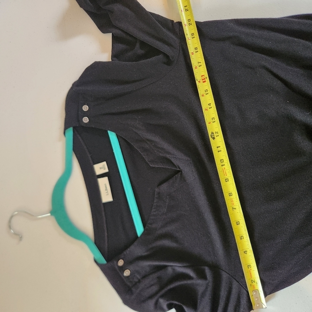 L.L. Bean Dress Womens Size Medium Black Stretch Jersey Knit 3/4 Sleeves V-Neck - Picture 12 of 13